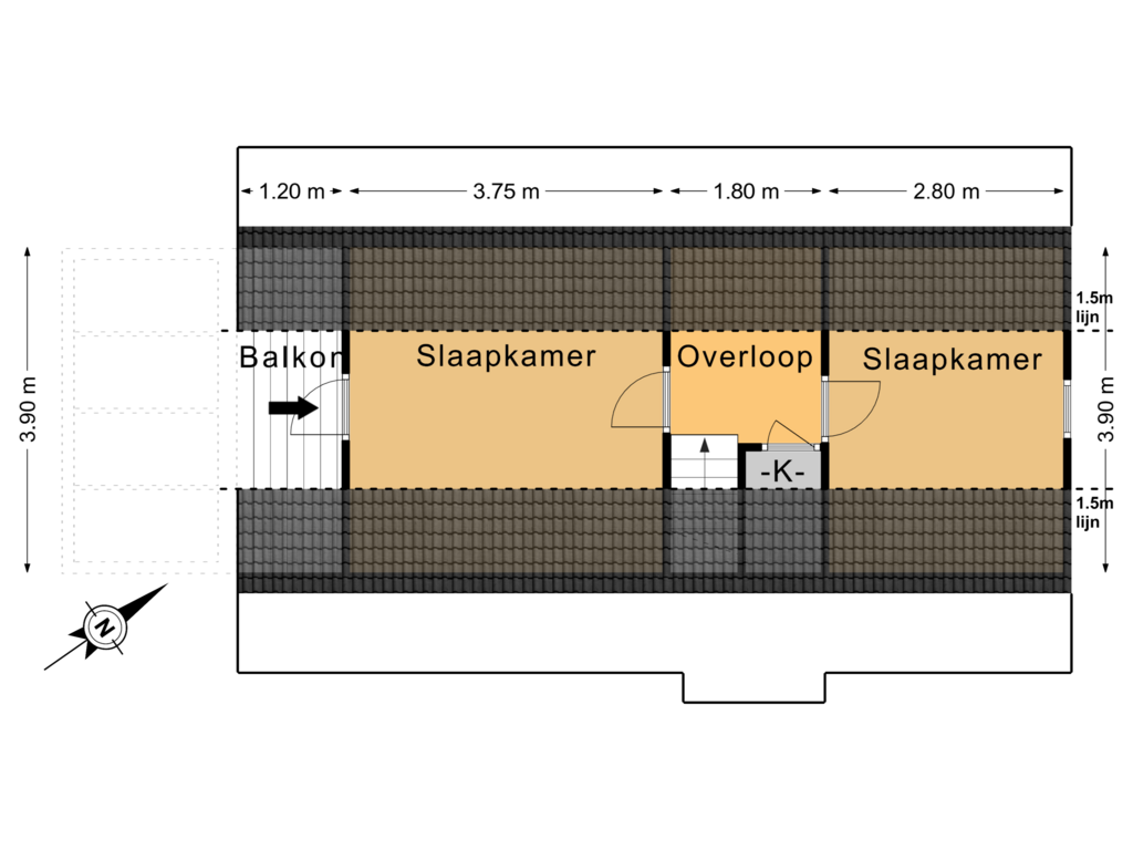 View floorplan of 1e Verdieping of Oostmahorn 192