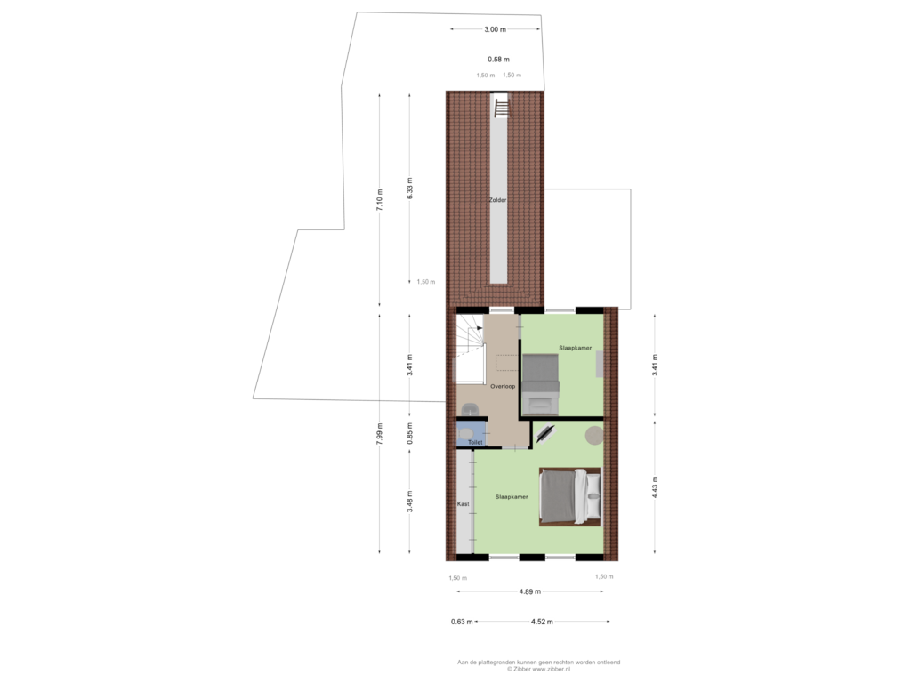 View floorplan of Eerste verdieping of Hazestraat 57