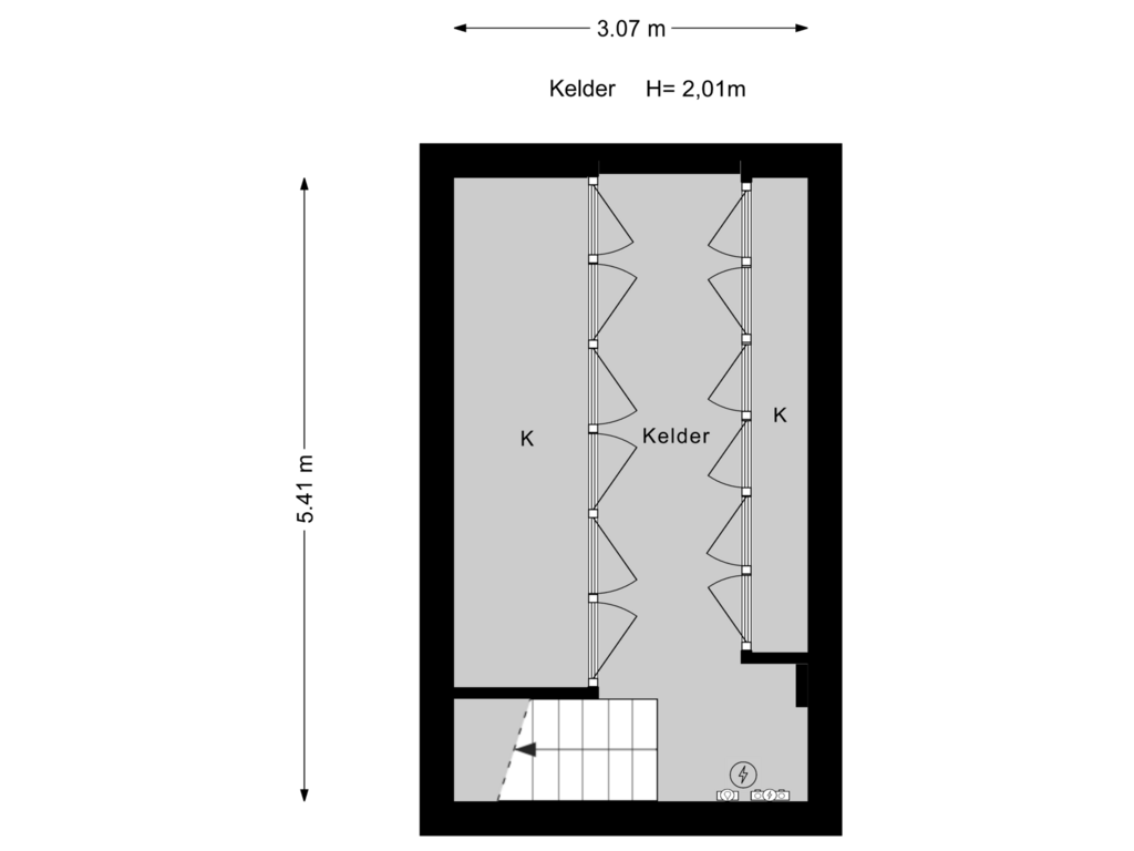 Bekijk plattegrond van Kelder van Willem de Zwijgerlaan 13