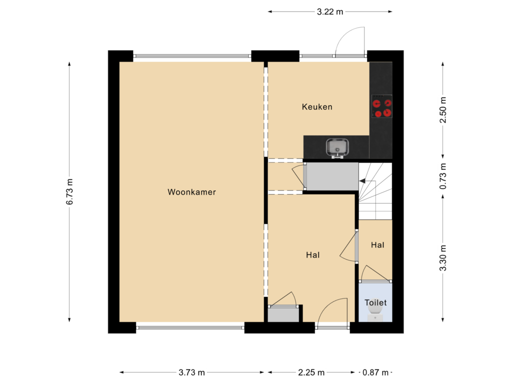 Bekijk plattegrond van Begane Grond van Lambertusstraat 16