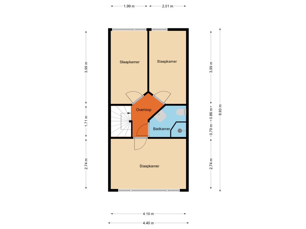 View floorplan of Eerste verdieping of Rekerdijk 29