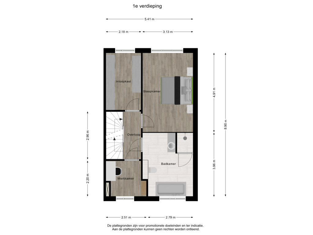 View floorplan of 1e verdieping of Vroege van Tol 14