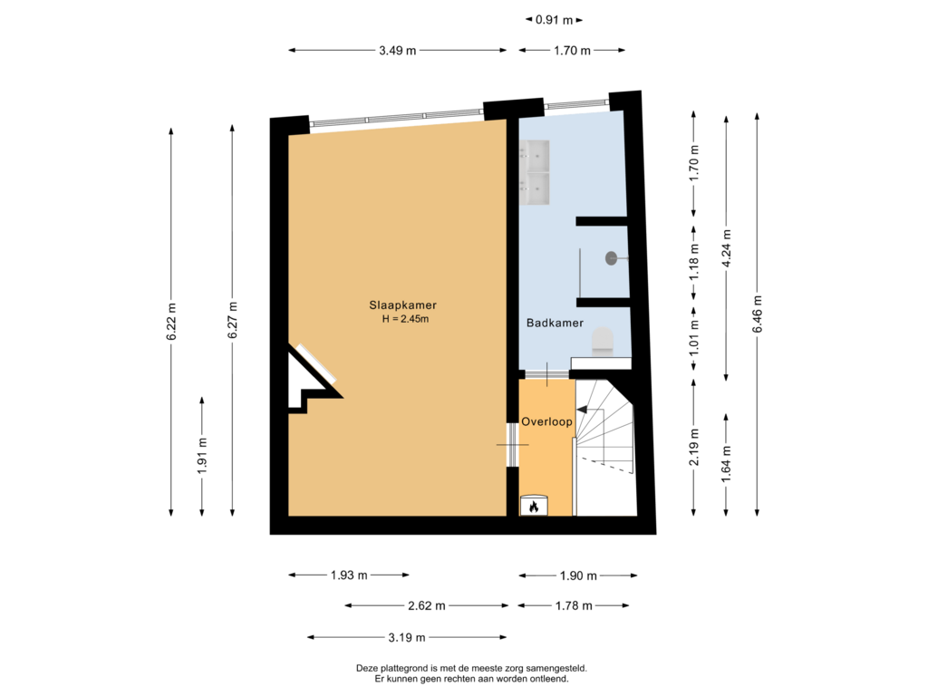 Bekijk plattegrond van Derde verdieping van Essenburgsingel 91-B01