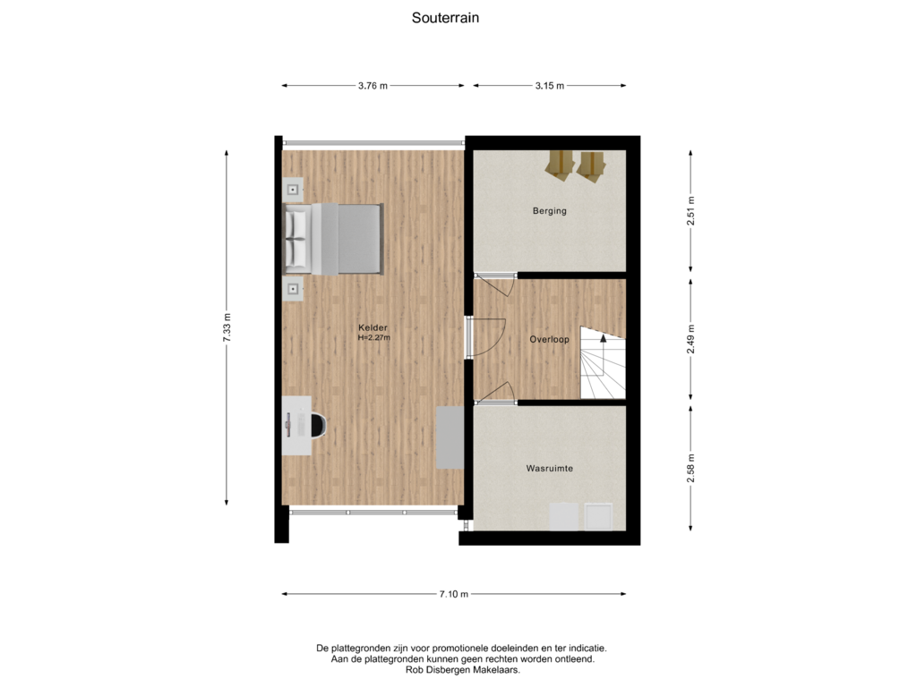 View floorplan of Souterrain of St. Annastraat 616