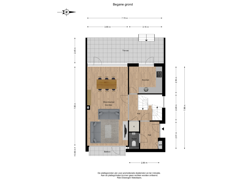 View floorplan of Begane grond of St. Annastraat 616