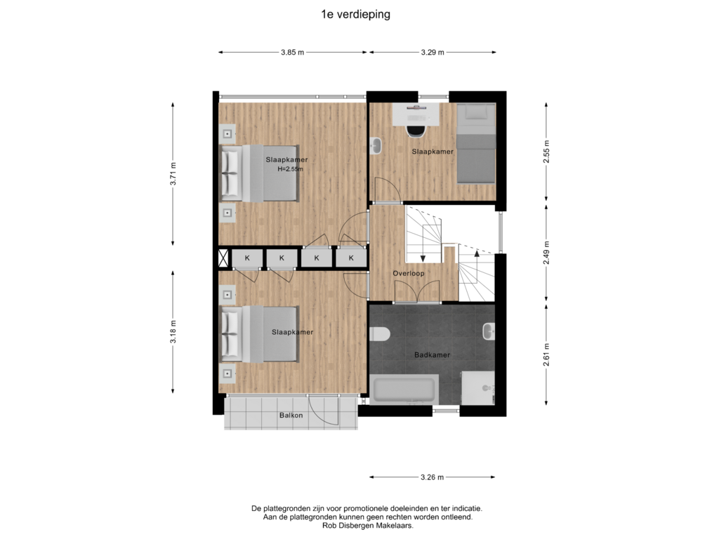 View floorplan of 1e verdieping of St. Annastraat 616