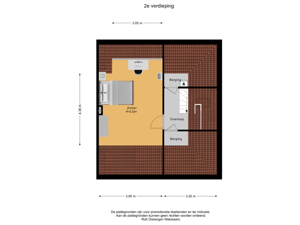 View floorplan of 2e verdieping of St. Annastraat 616