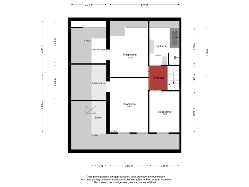 Bekijk plattegrond van Eerste Verdieping van Middelveld 36