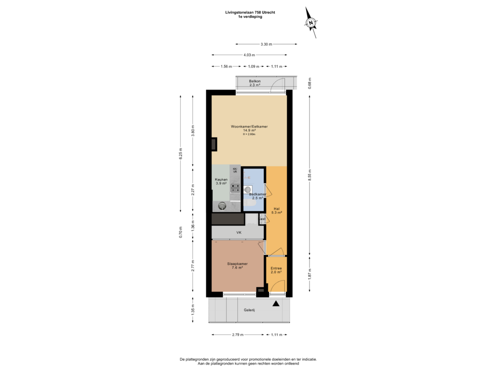 View floorplan of 1e verdieping of Livingstonelaan 758