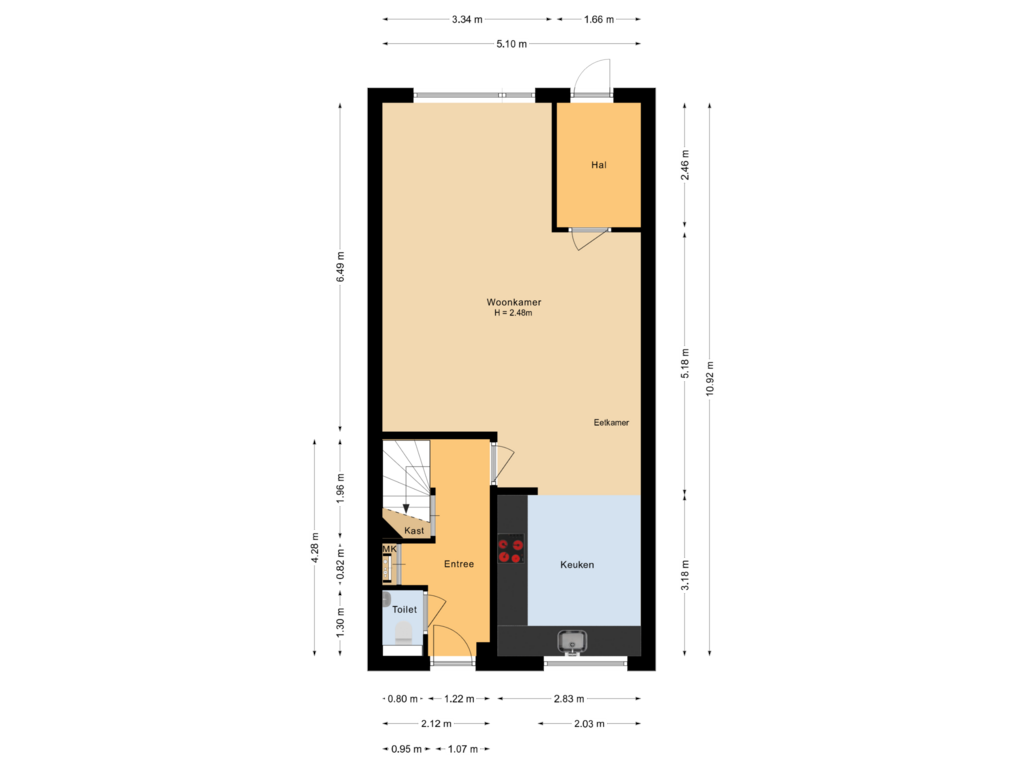 Bekijk plattegrond van Begane grond van Marijnenstraat 13