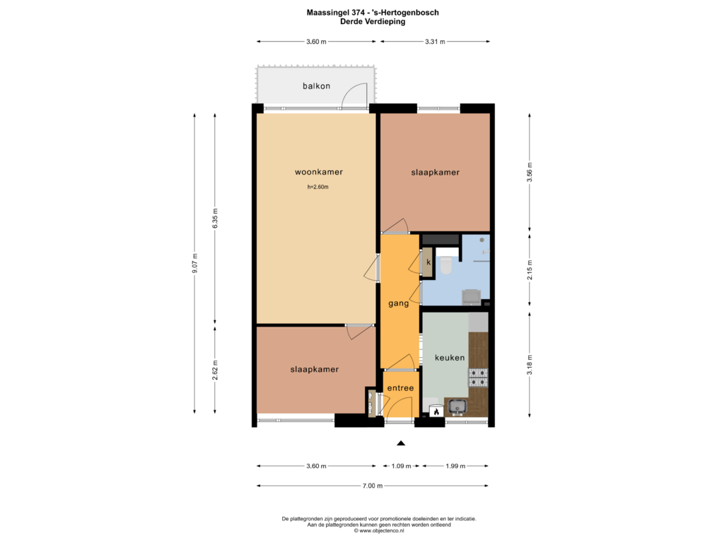 Bekijk plattegrond van DERDE VERDIEPING van Maassingel 374