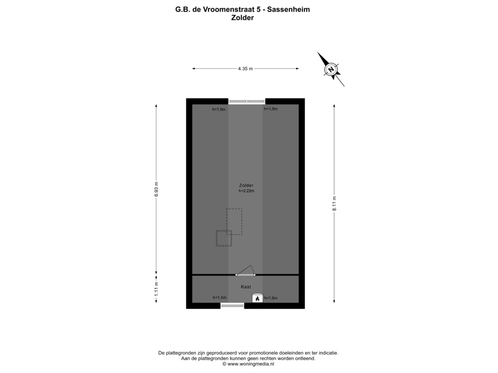 Bekijk plattegrond van Zolder van G.B. de Vroomenstraat 5