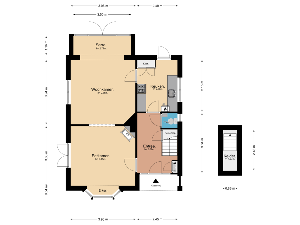 Bekijk plattegrond van Beganegrond van Kolonieweg 17