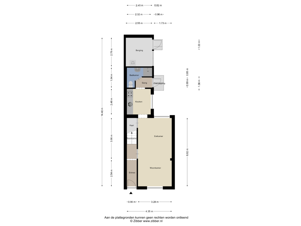 View floorplan of Begane Grond of Hoogtedwarsstraat 66