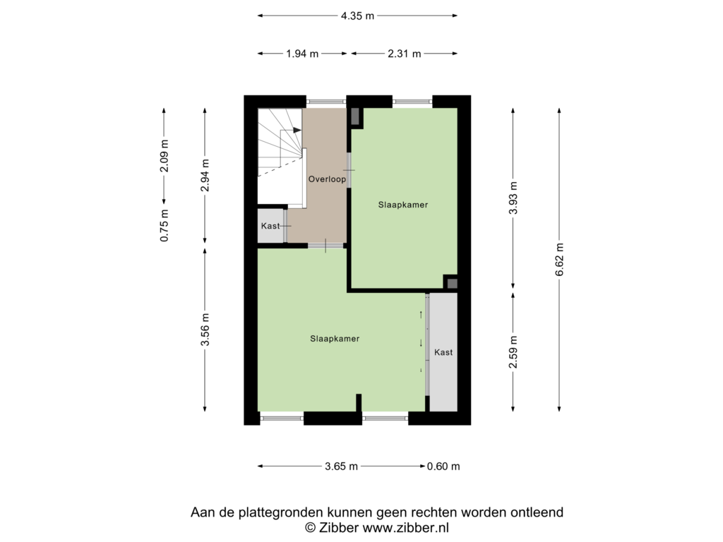 View floorplan of Eerste Verdieping of Hoogtedwarsstraat 66