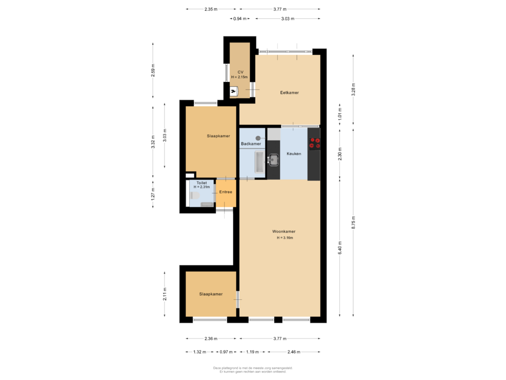 Bekijk plattegrond van Appartement van Buijs Ballotstraat 12