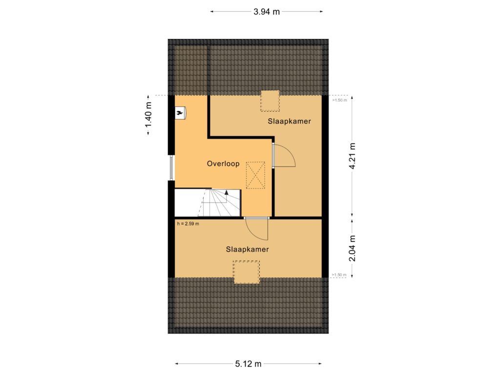 Bekijk plattegrond van Tweede verdieping van Vossenstaart 52