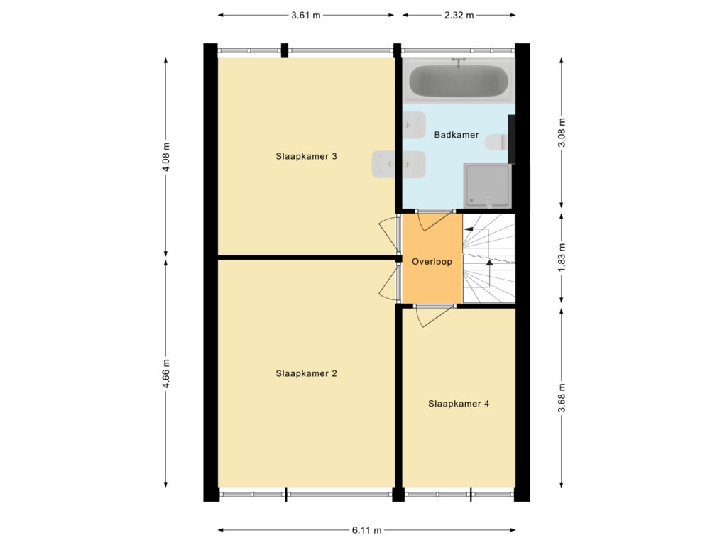 Bekijk plattegrond van Eerste Verdieping van Meidoornlaan 14