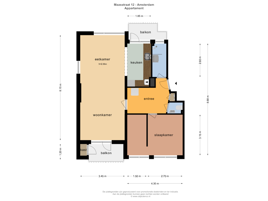 Bekijk plattegrond van APARTAMENT van Maasstraat 12