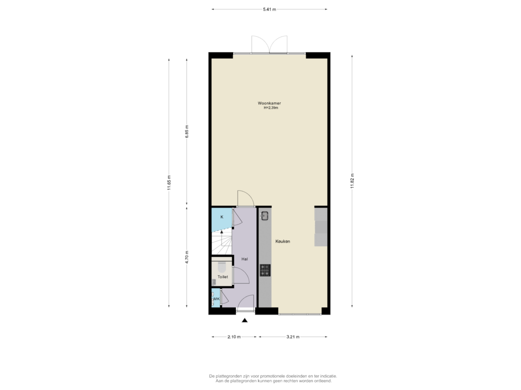 Bekijk plattegrond van Begane grond van Kapiteinstraat 6