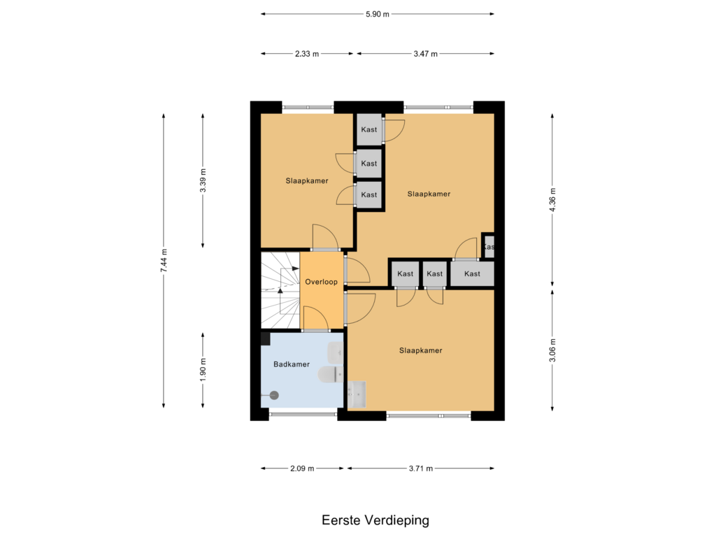 Bekijk plattegrond van Eerste Verdieping van Glennstraat 2