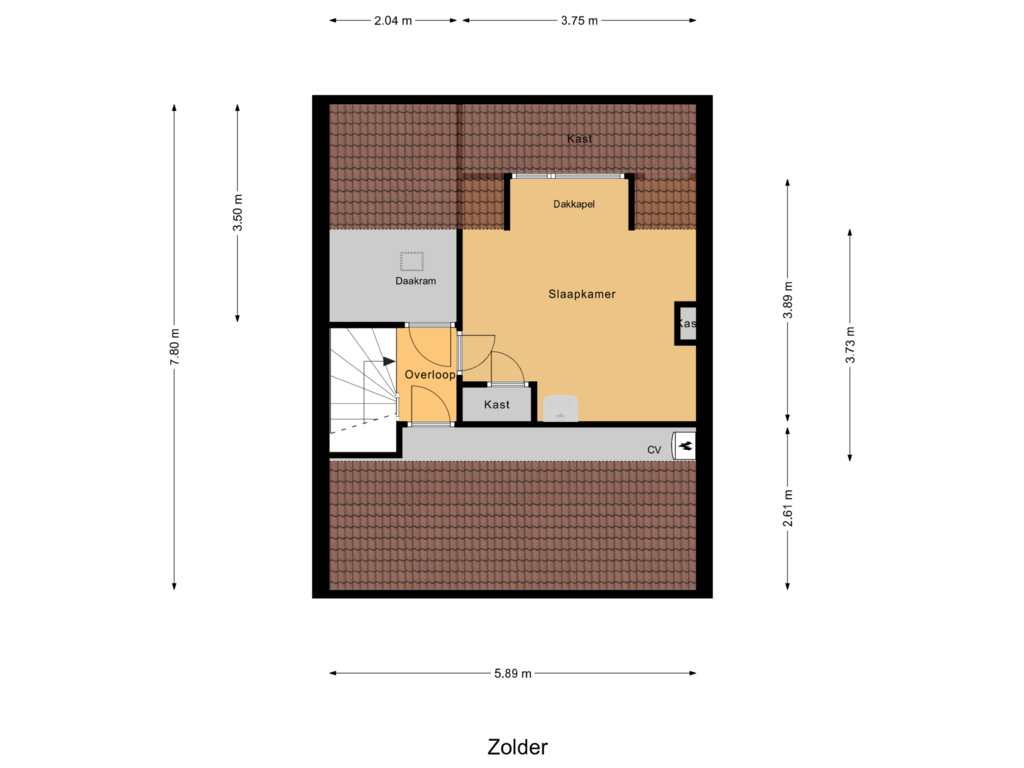 Bekijk plattegrond van Zolder van Glennstraat 2