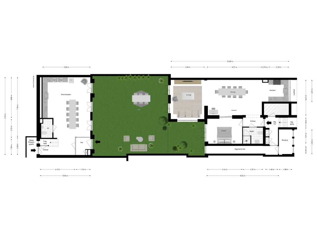 View floorplan of BEGANE GROND of Keizersgracht 162-A