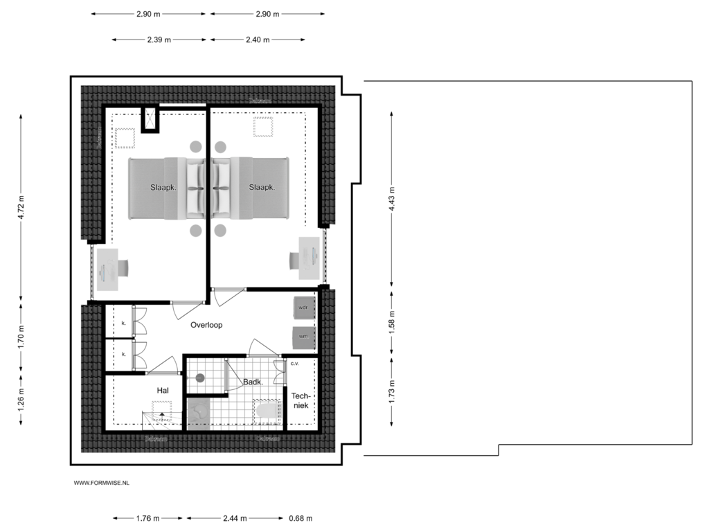 View floorplan of 3e VERDIEPING of Keizersgracht 162-A