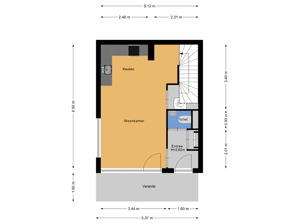 View floorplan of Begane grond of Prinses Alexialaan 204