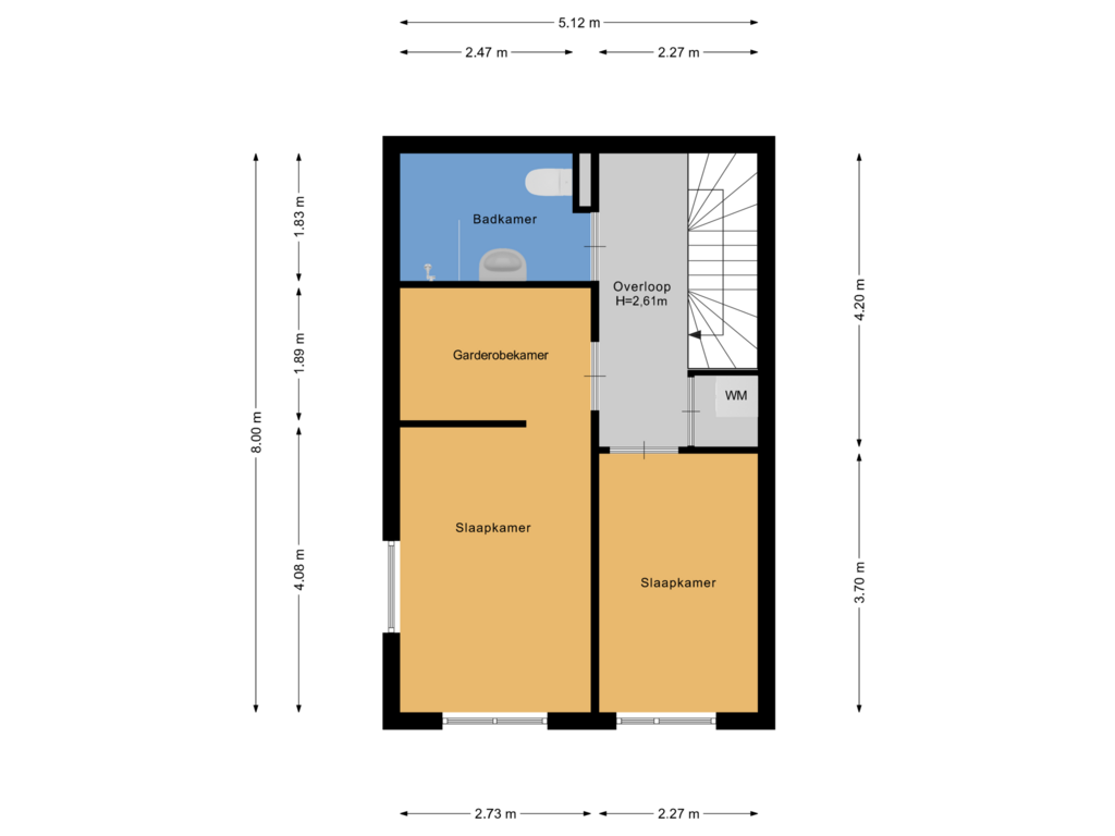 View floorplan of Eerste verdieping of Prinses Alexialaan 204