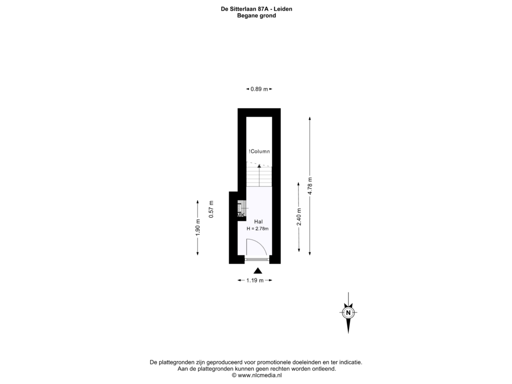 Bekijk plattegrond van Begane grond van De Sitterlaan 87-A