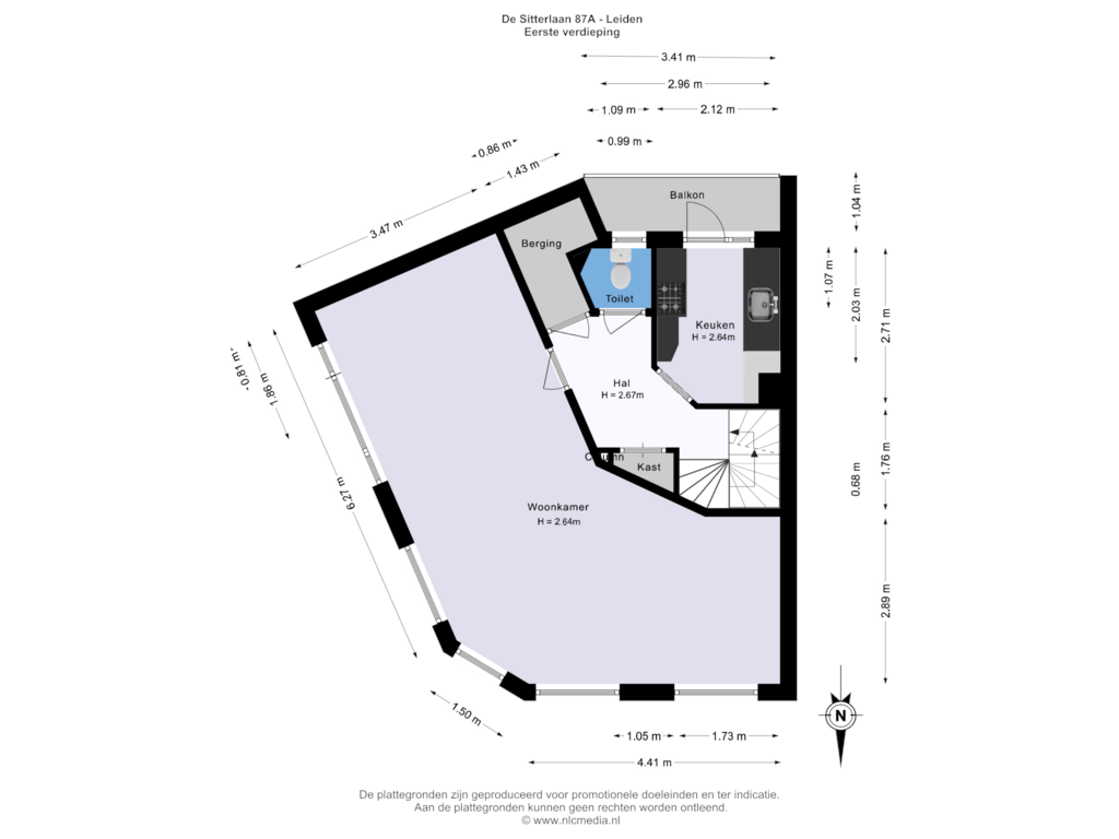 Bekijk plattegrond van Eerste verdieping van De Sitterlaan 87-A