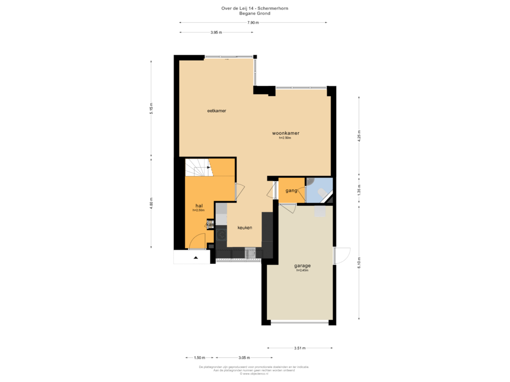 Bekijk plattegrond van BEGANE GROND van Over de Leij 14