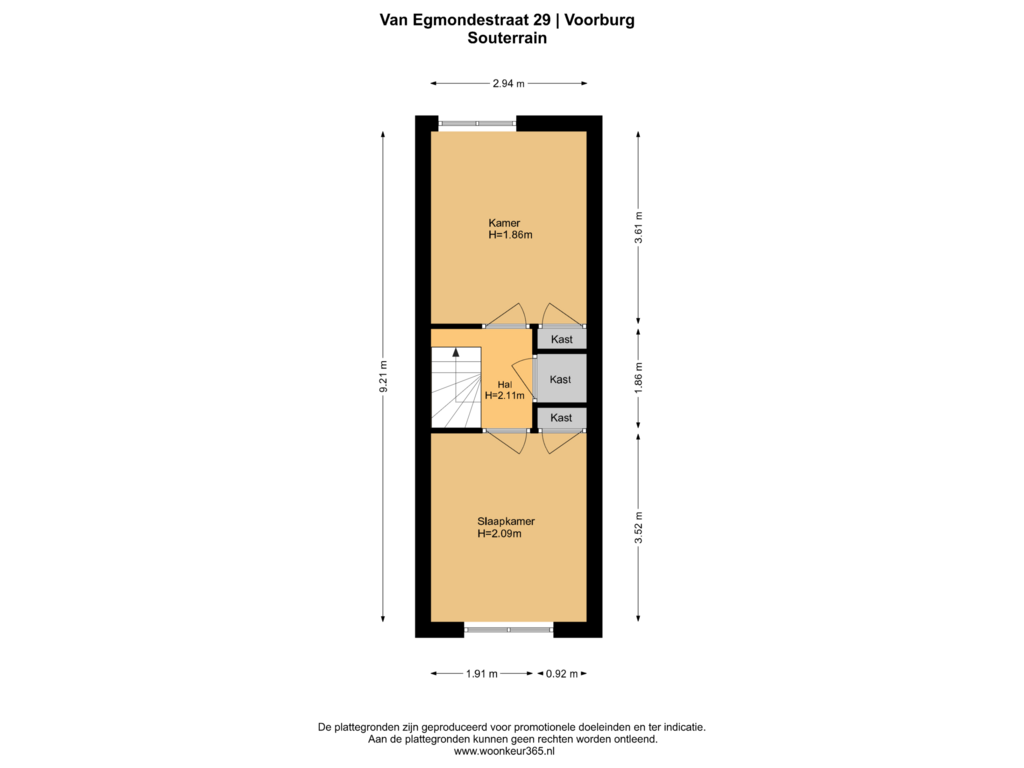 Bekijk plattegrond van Souterrain van van Egmondestraat 29