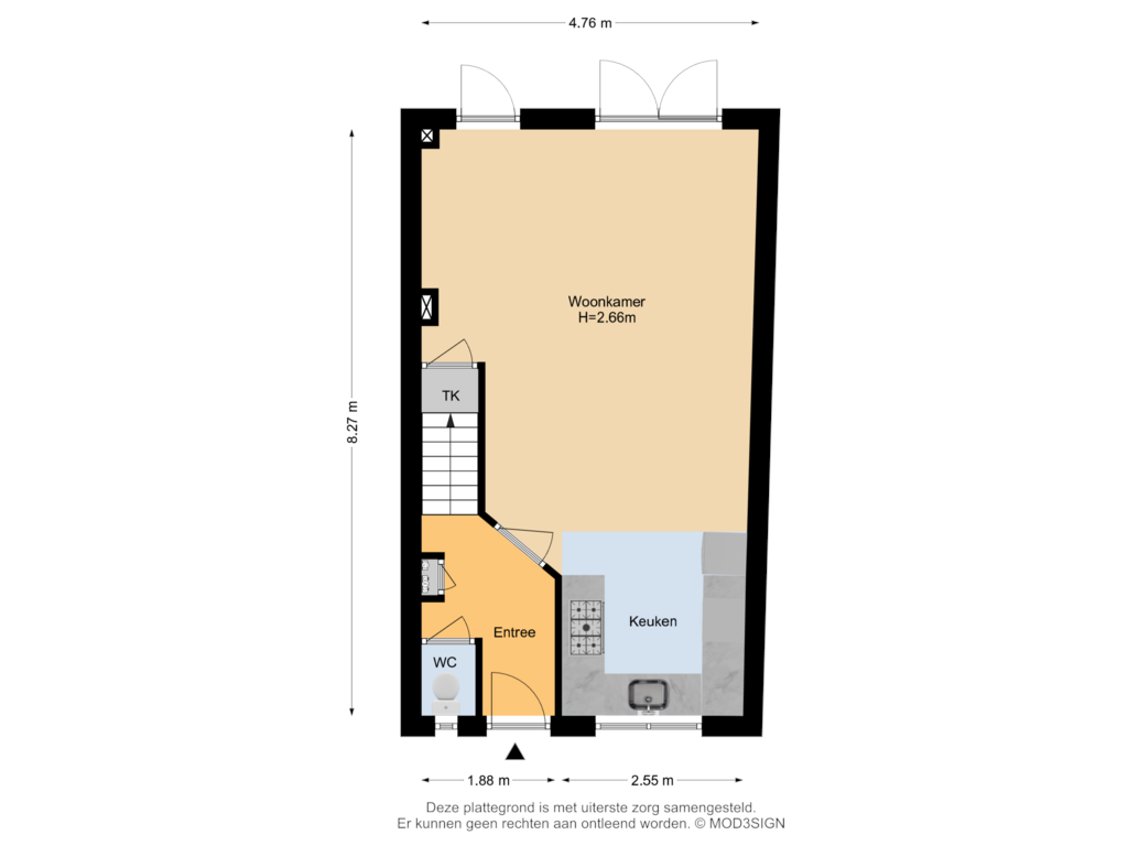 Bekijk plattegrond van Begane Grond van Noormannenstraat 9