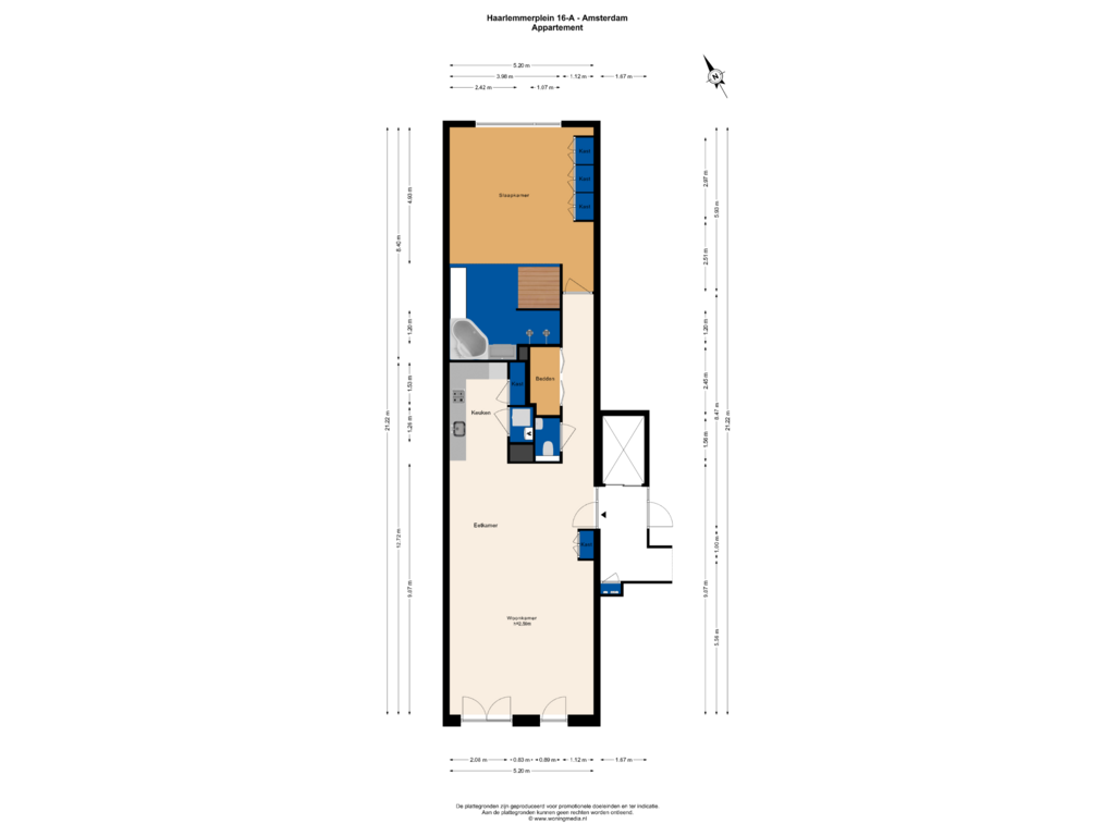 View floorplan of Appartement of Haarlemmerplein 16-A