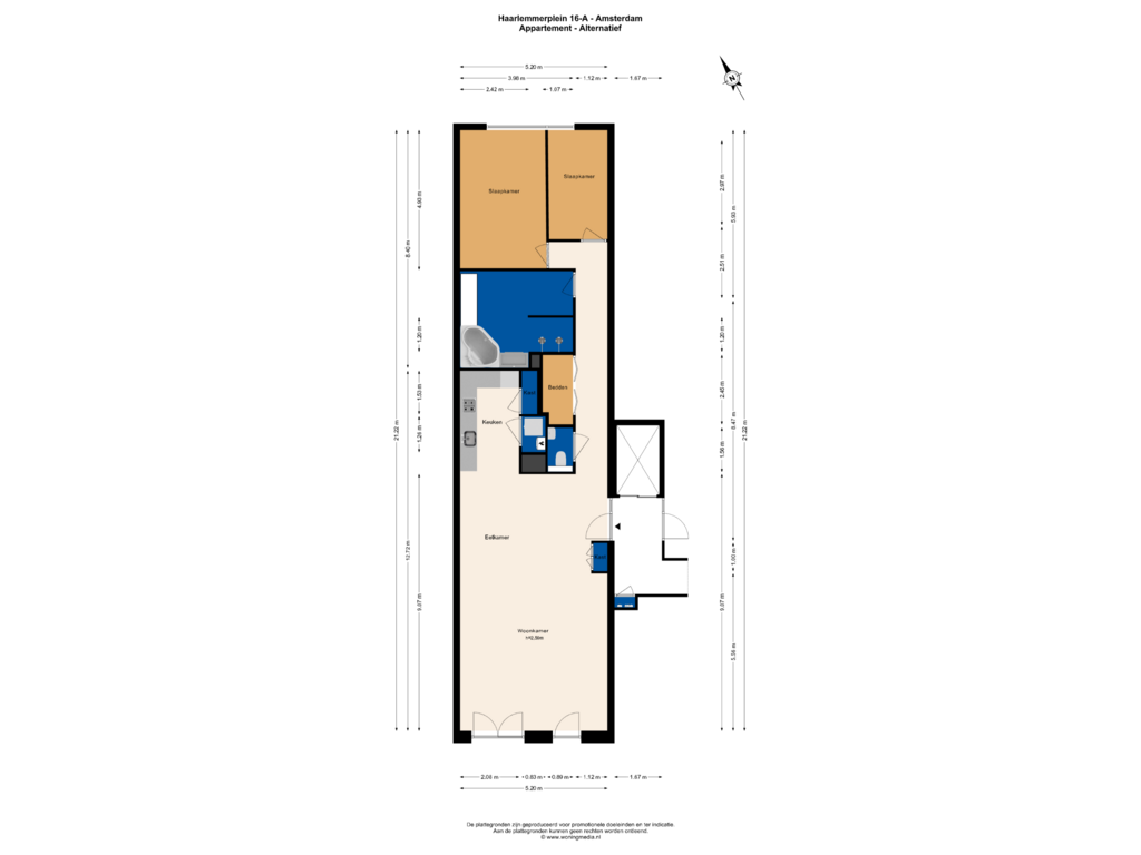 View floorplan of Appartement - Alterantief of Haarlemmerplein 16-A