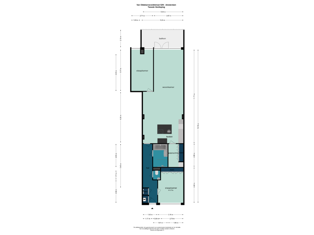 Bekijk plattegrond van Tweede Verdieping van Van Oldenbarneveldtstraat 52-N