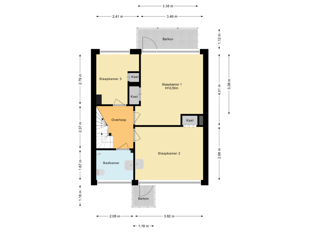 View floorplan of Eerste verdieping of Prinses Beatrixlaan 54