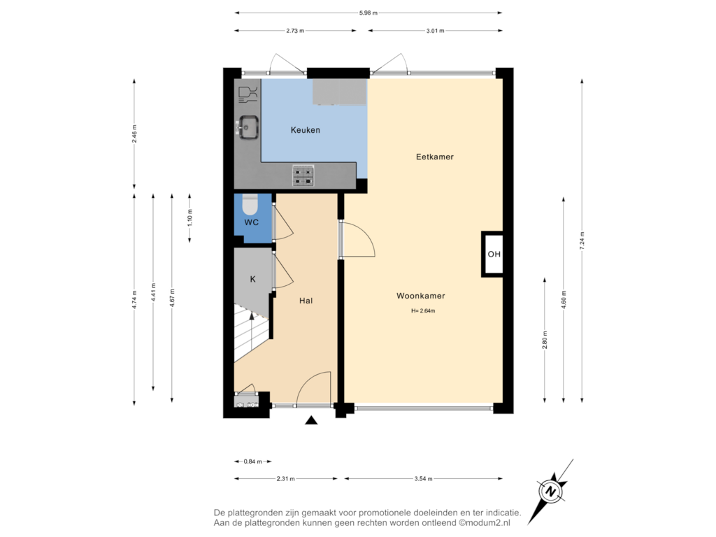 Bekijk plattegrond van Begane Grond van Prins Alexanderlaan 96