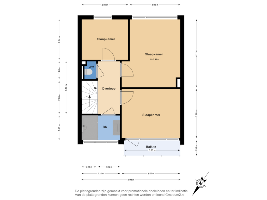 Bekijk plattegrond van 1e Verdieping van Prins Alexanderlaan 96