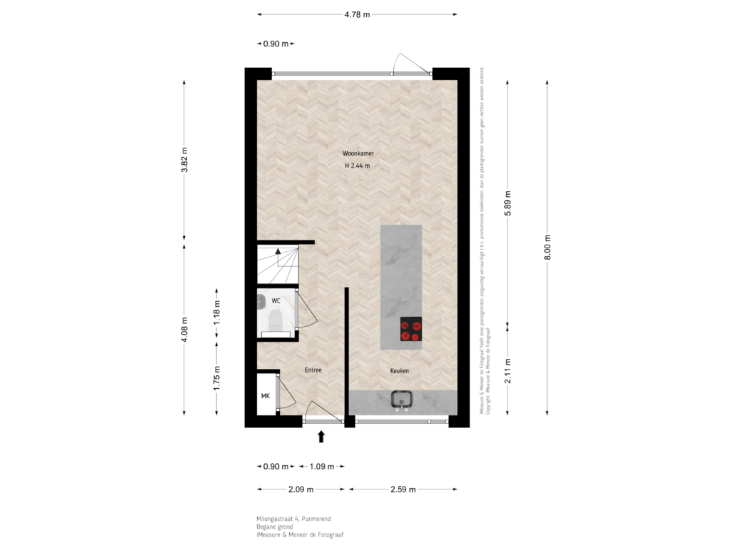 Bekijk plattegrond van Begane grond van Milongastraat 4