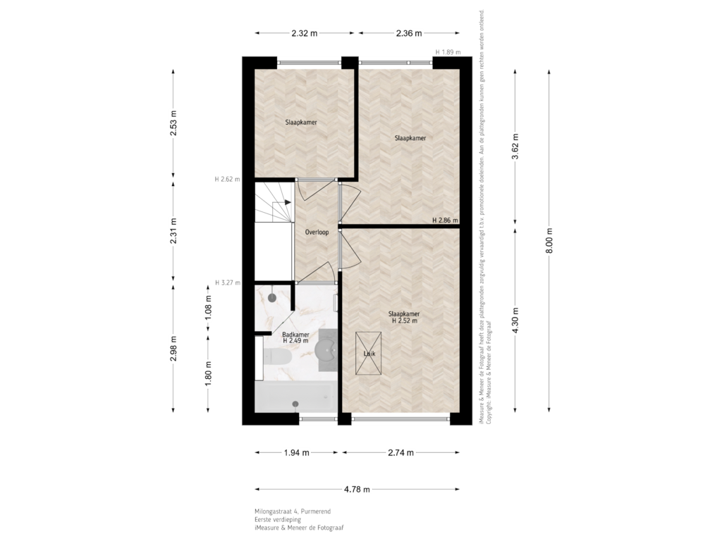 Bekijk plattegrond van Eerste verdieping van Milongastraat 4