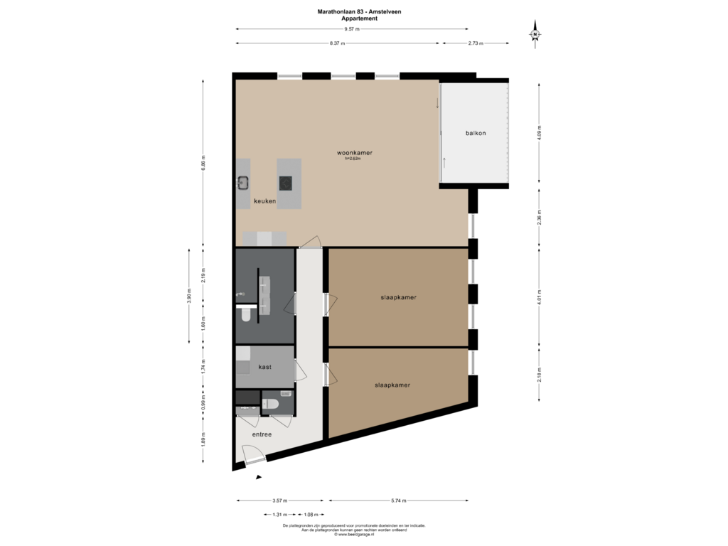 View floorplan of APPARTEMENT of Marathonlaan 83