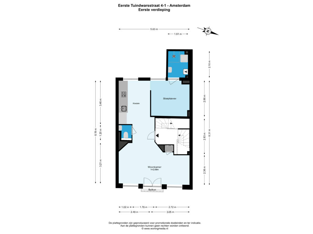 View floorplan of 1e_verd of Eerste Tuindwarsstraat 4-1