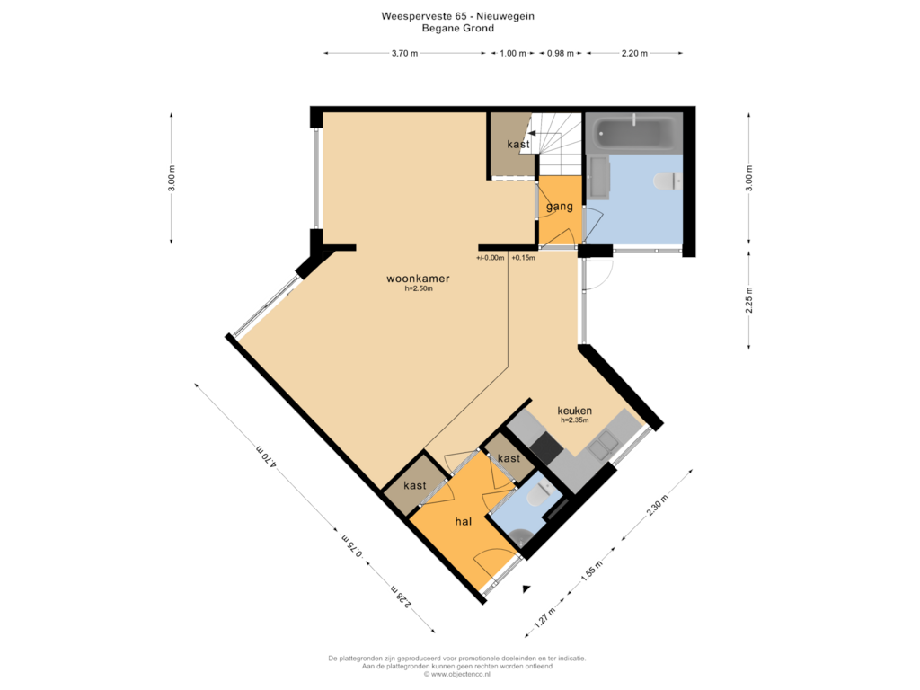 Bekijk plattegrond van BEGANE GROND van Weesperveste 65