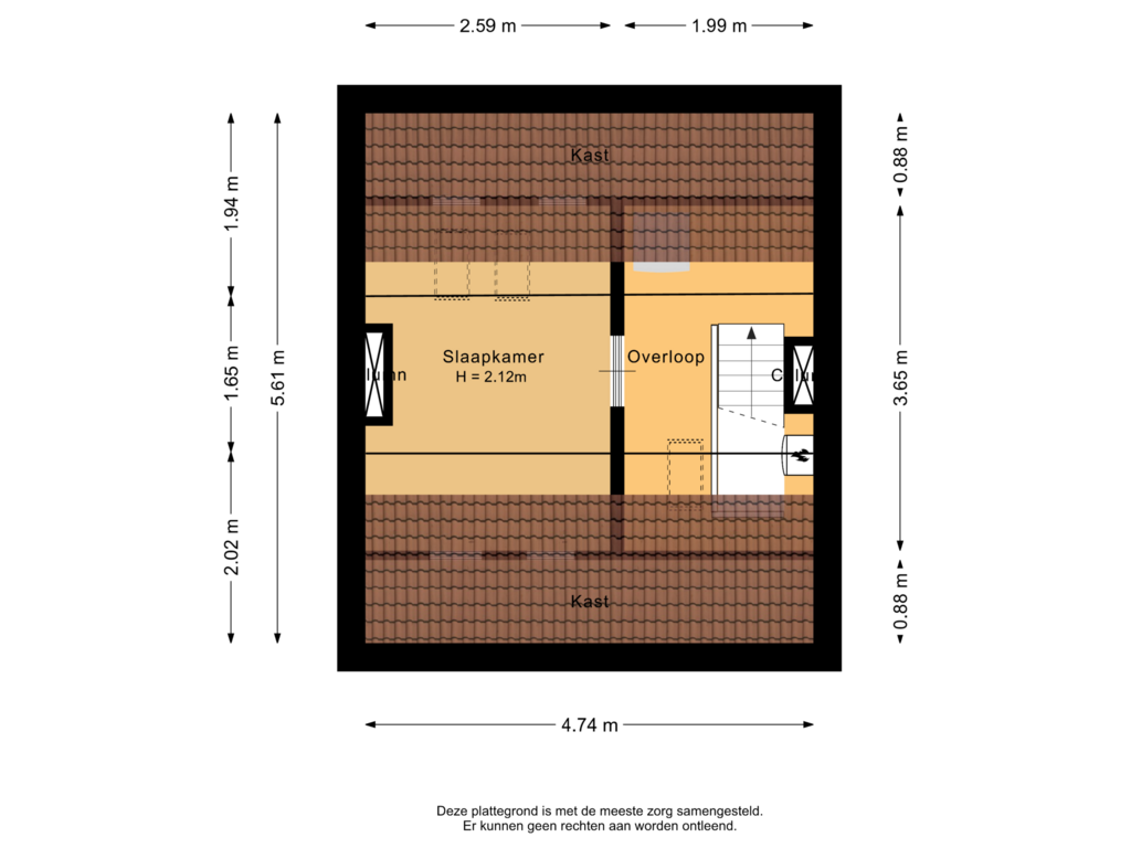 View floorplan of Tweede verdieping of Prunusstraat 36