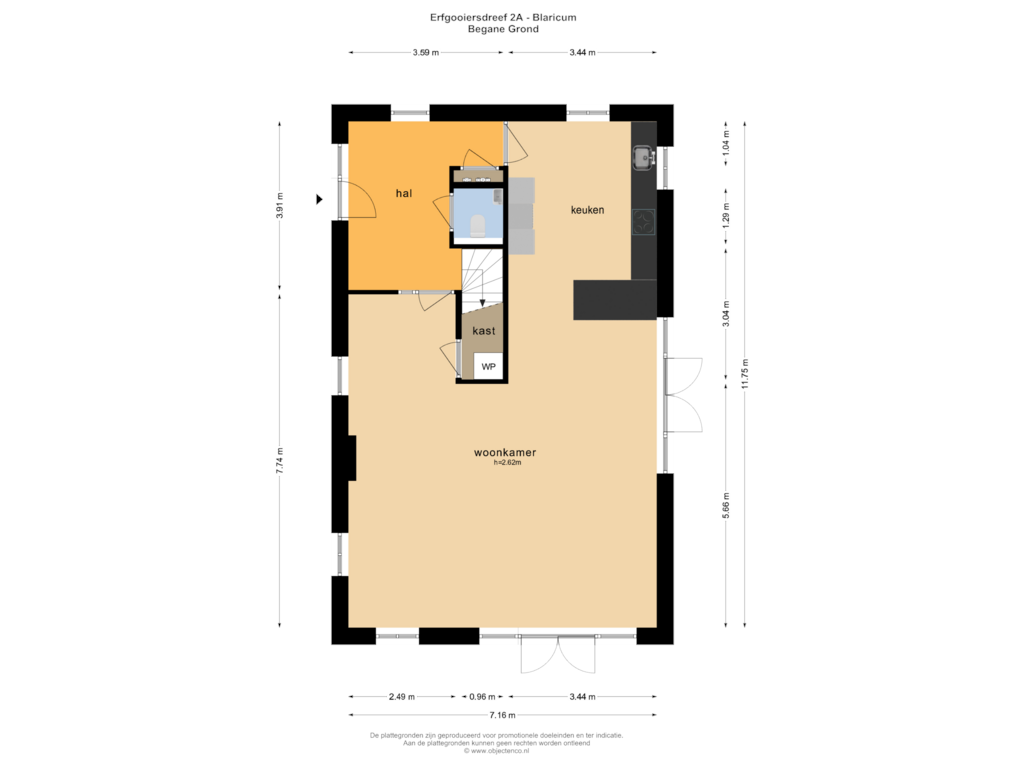 View floorplan of BEGANE GROND of Erfgooiersdreef 2-A