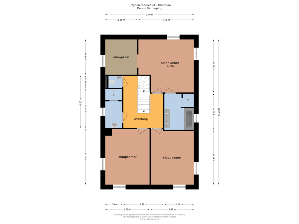 View floorplan of EERSTE VERDIEPING of Erfgooiersdreef 2-A