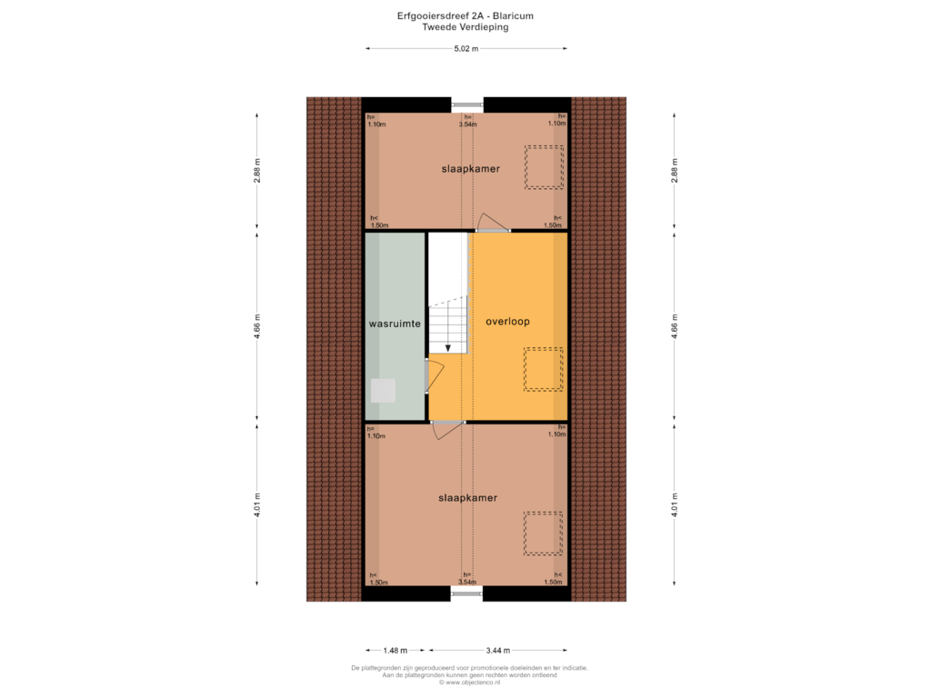 View floorplan of TWEEDE VERDIEPING of Erfgooiersdreef 2-A